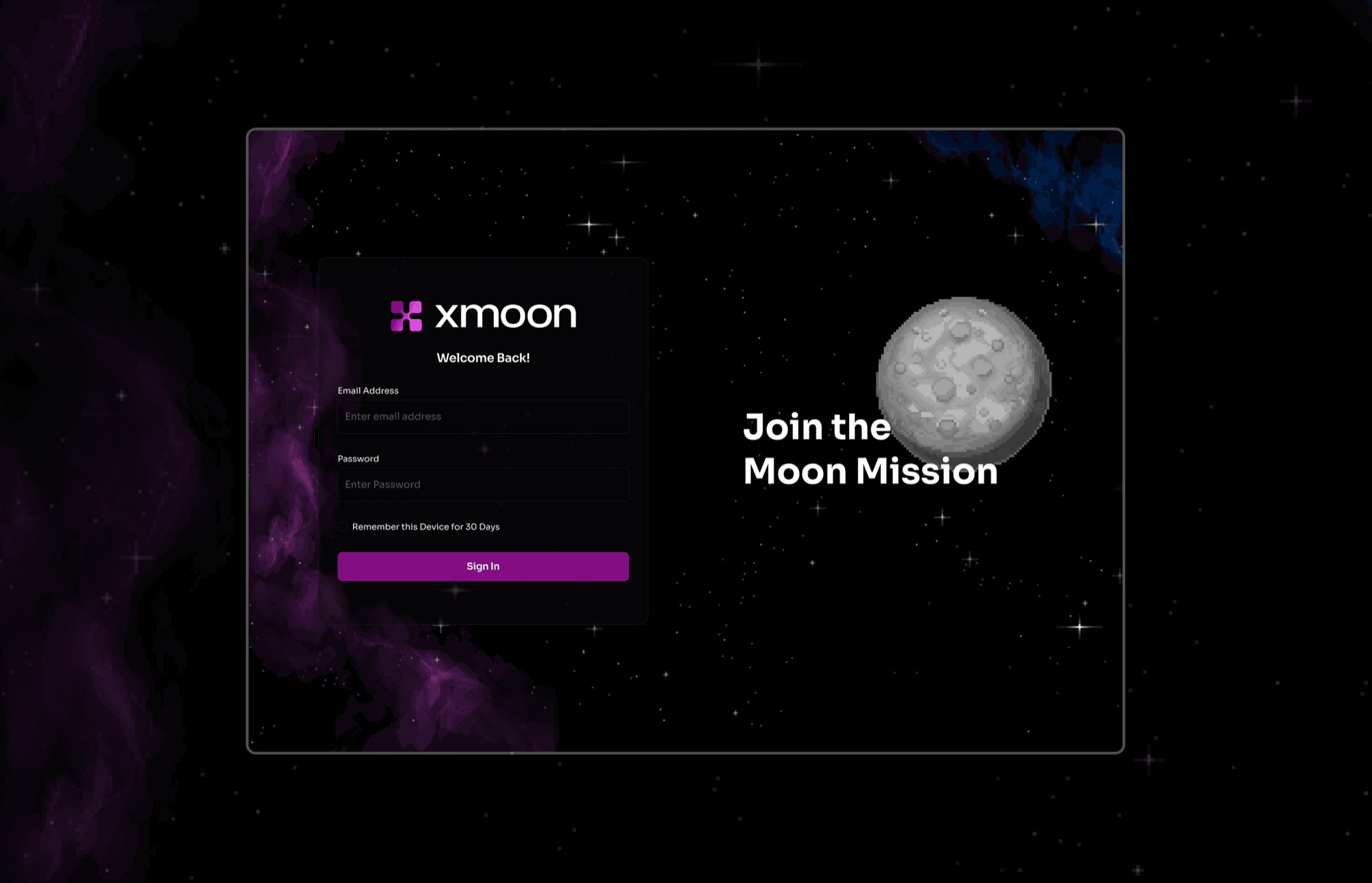 xMoon Gamified DEX screen 1